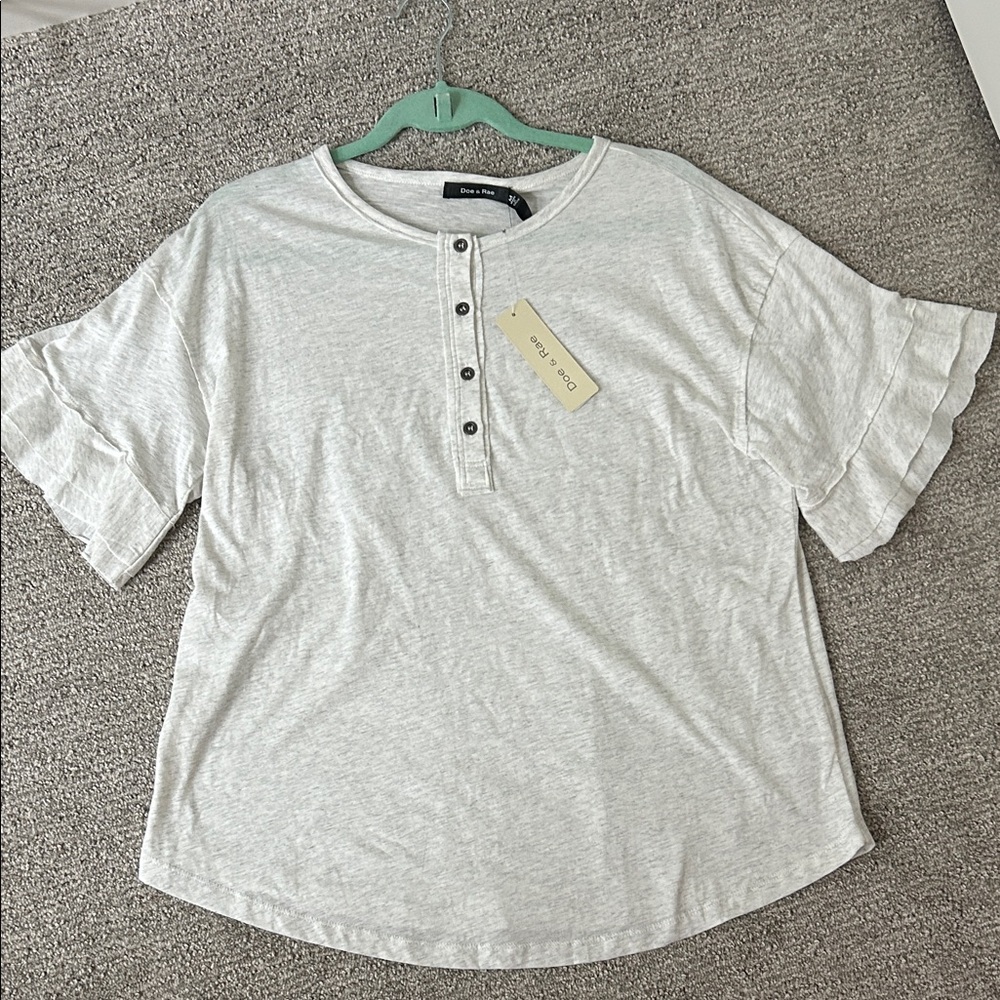 Doe & Rae Light Gray Henley Top